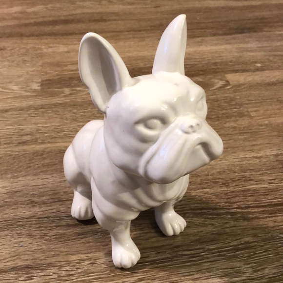 Pier 1 Other - French bulldog / Boston terrier dog white ceramic figurine